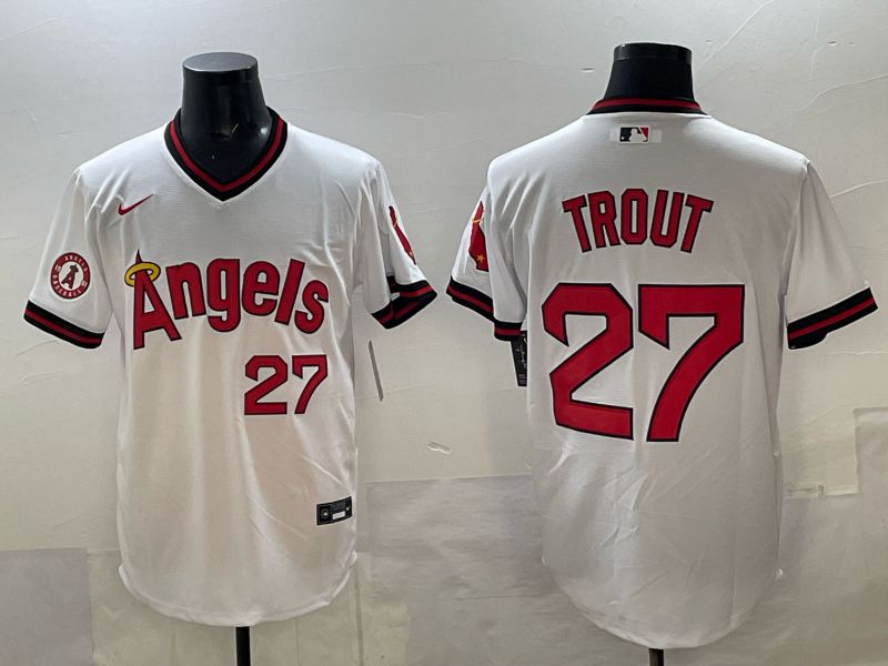 Men Los Angeles Angels #27 Trout White Throwback Nike MLB 2025 Jersey 02->los angeles angels->MLB Jersey